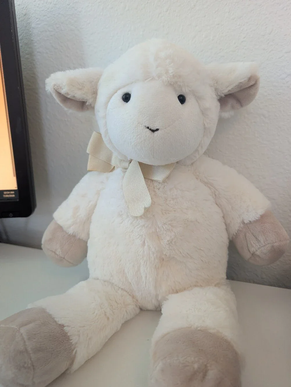 Pottery Barn Kids Cream and Tan Plush Lamb